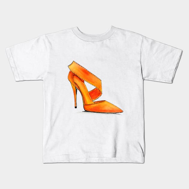 Orange High Heels Kids T-Shirt by Svetlana Pelin